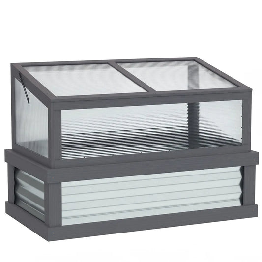 Raised Garden Bed with Wooden Cold Frame, 41" x 22.5" x 28.25"