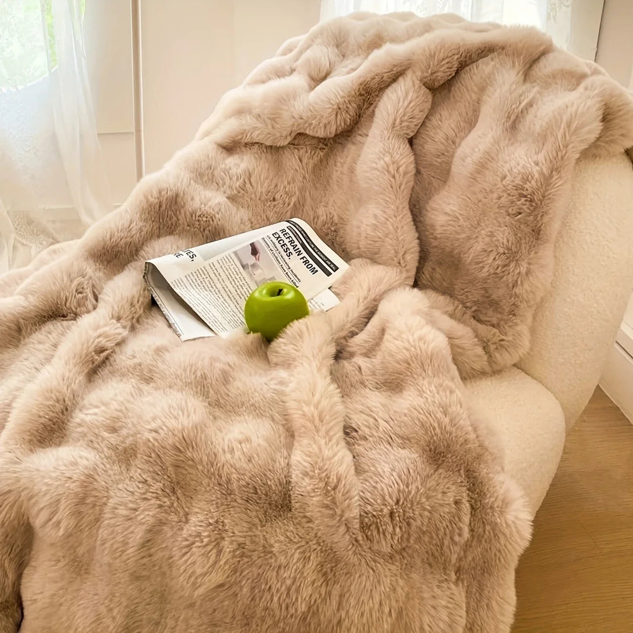 Ultra-Cozy Faux Rabbit Blanket Throw