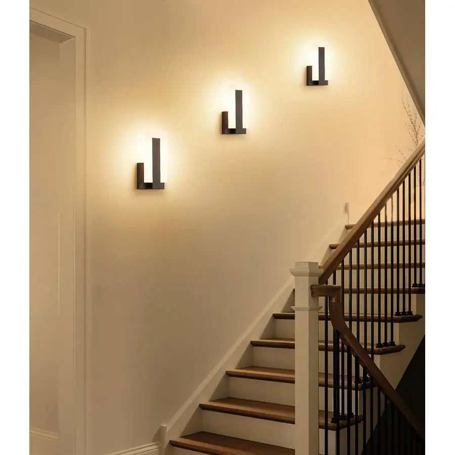 Modern Black 3000K Warm White LED Wall Sconces, Set of 2