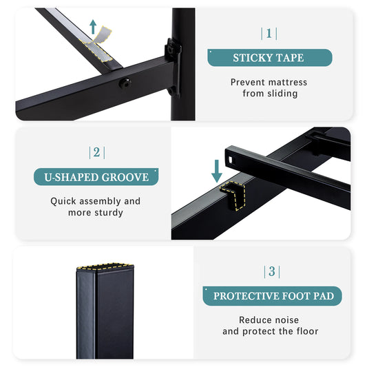 Twin/Full/Queen/King 14 Inch Vintage Victorian Wrought Iron Platform Bed