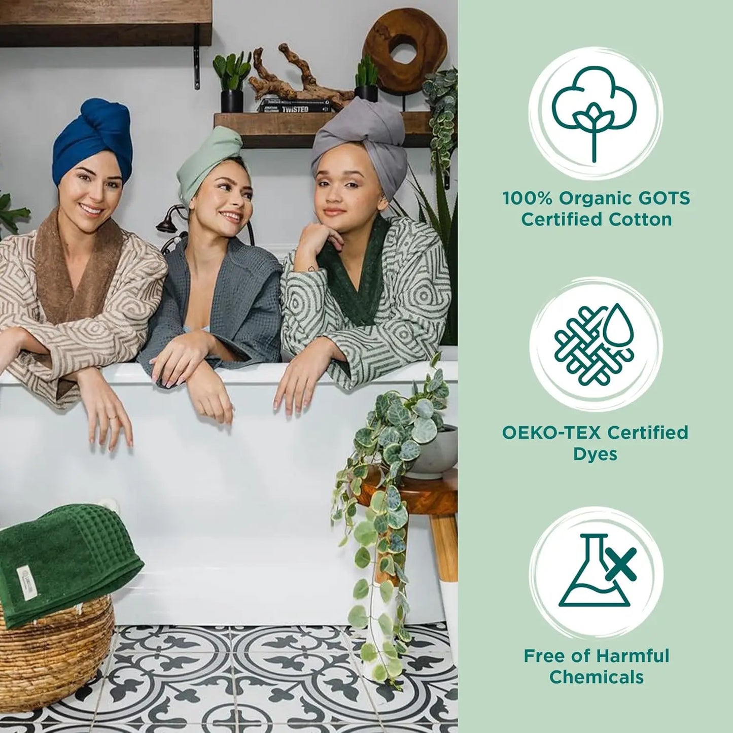 Extra Large Turkish Cotton Bath Towels Set of 4, Soft & Absorbent, Quick-Dry for Shower & Bathroom - Teal Blue