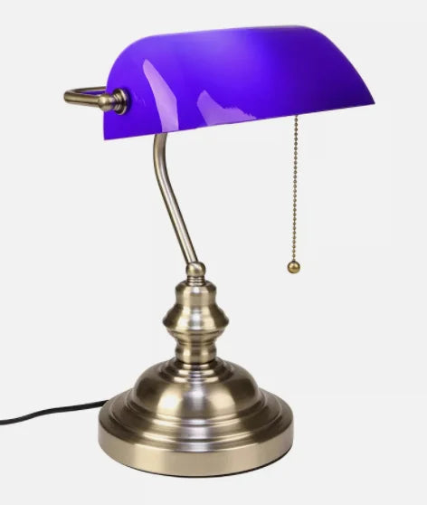Bankers desk Lamp with Glass Shade , Multiple Colors