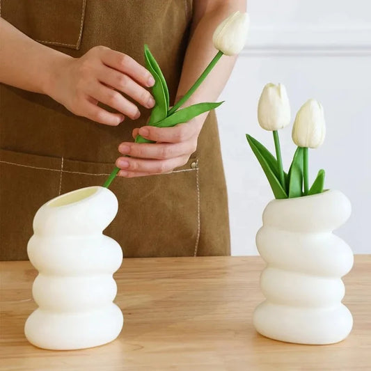 Nordic Inspired Spiral White Flower Vase
