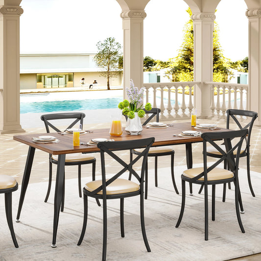 Modern Farmhouse-Industrial Dining Table for 6-8 People, 180x80x75cm