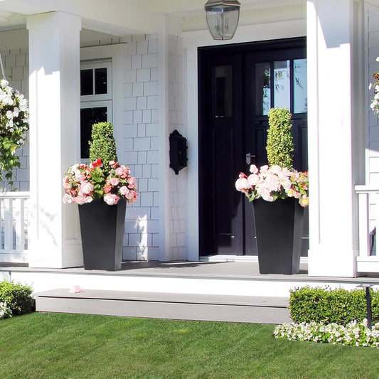 2 PCS 22.4 Inch Tall Planter Indoor & Outdoor Taper Planter - Black or White