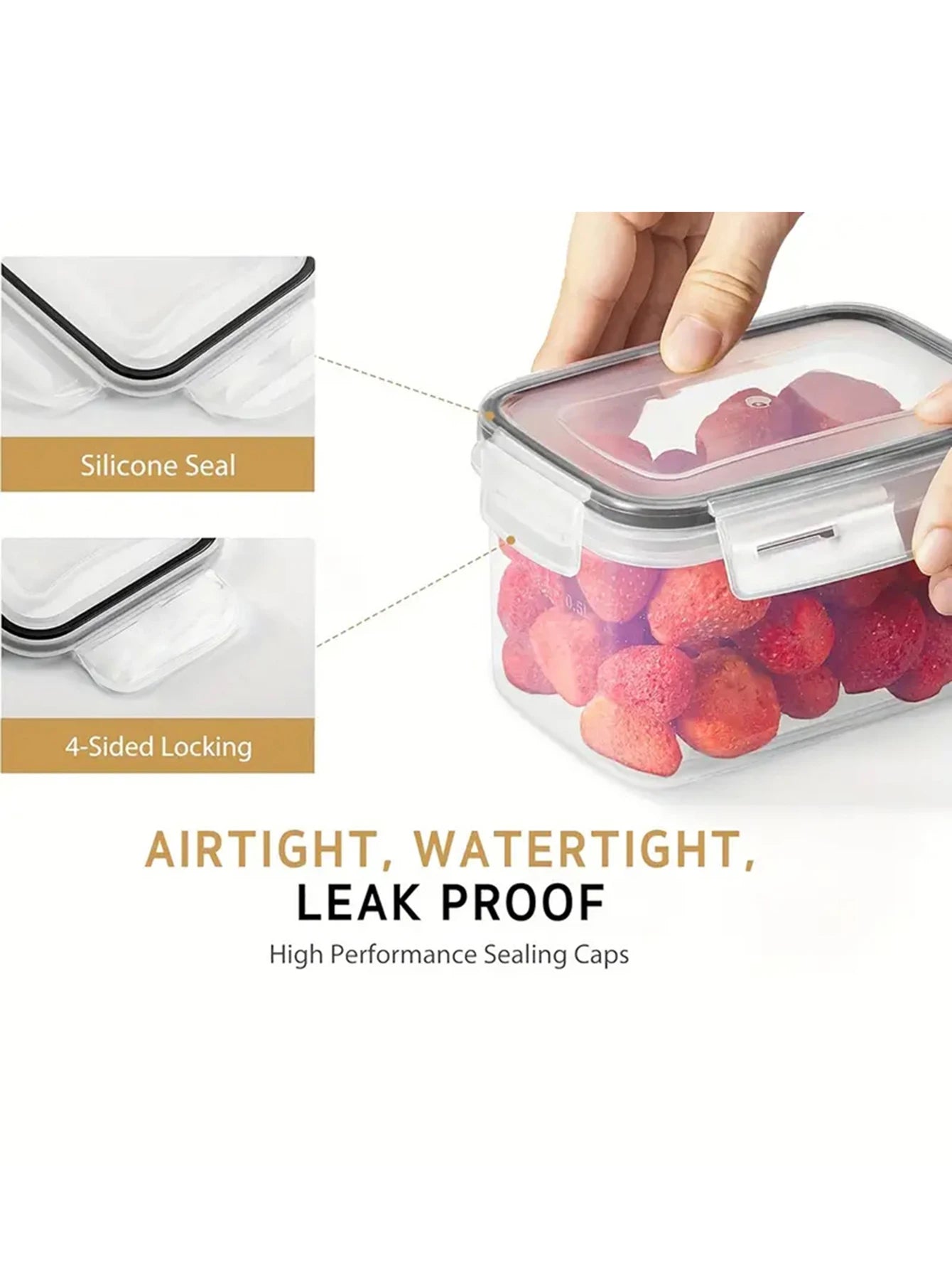 18pcs, Storage containers with airtight and watertight lids and labels