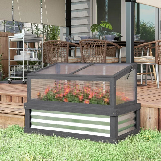 Raised Garden Bed with Wooden Cold Frame, 41" x 22.5" x 28.25"