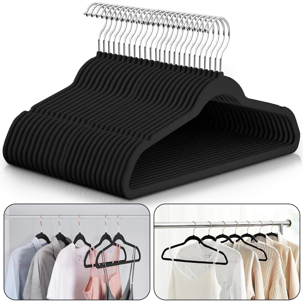 Velvet Hangers 30/50 Pack – Premium Non-Slip Heavy Duty Hangers with 360° Swivel Hook for Clothes & Coats
