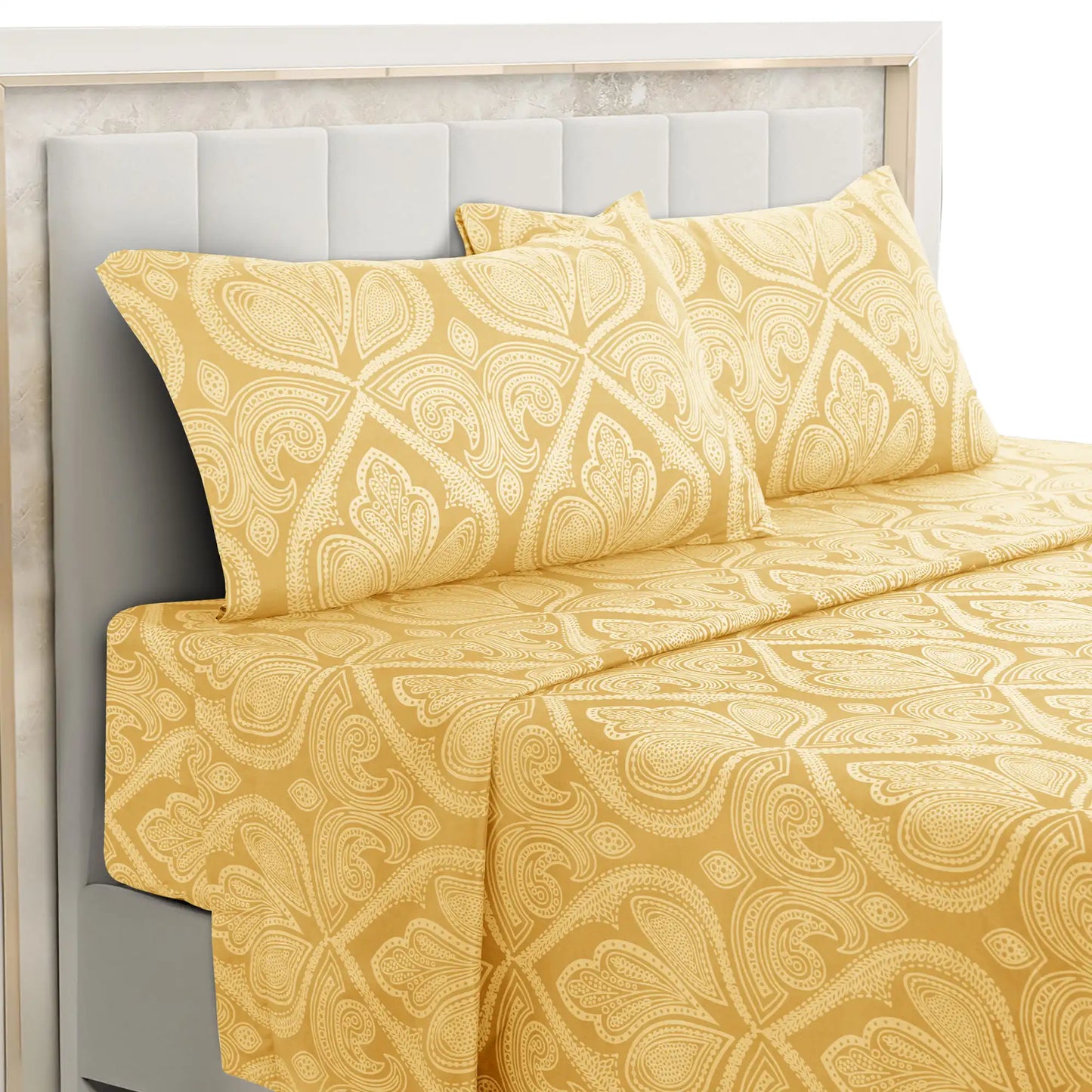 Paisley Bed Sheet Set – Soft Brushed Microfiber Sheets with 16" Deep Pockets