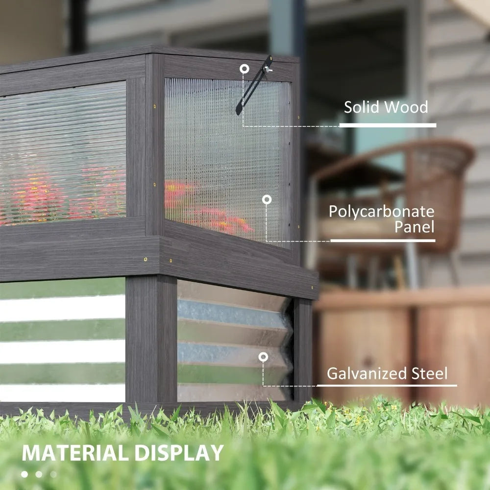 Raised Garden Bed with Wooden Cold Frame, 41" x 22.5" x 28.25"