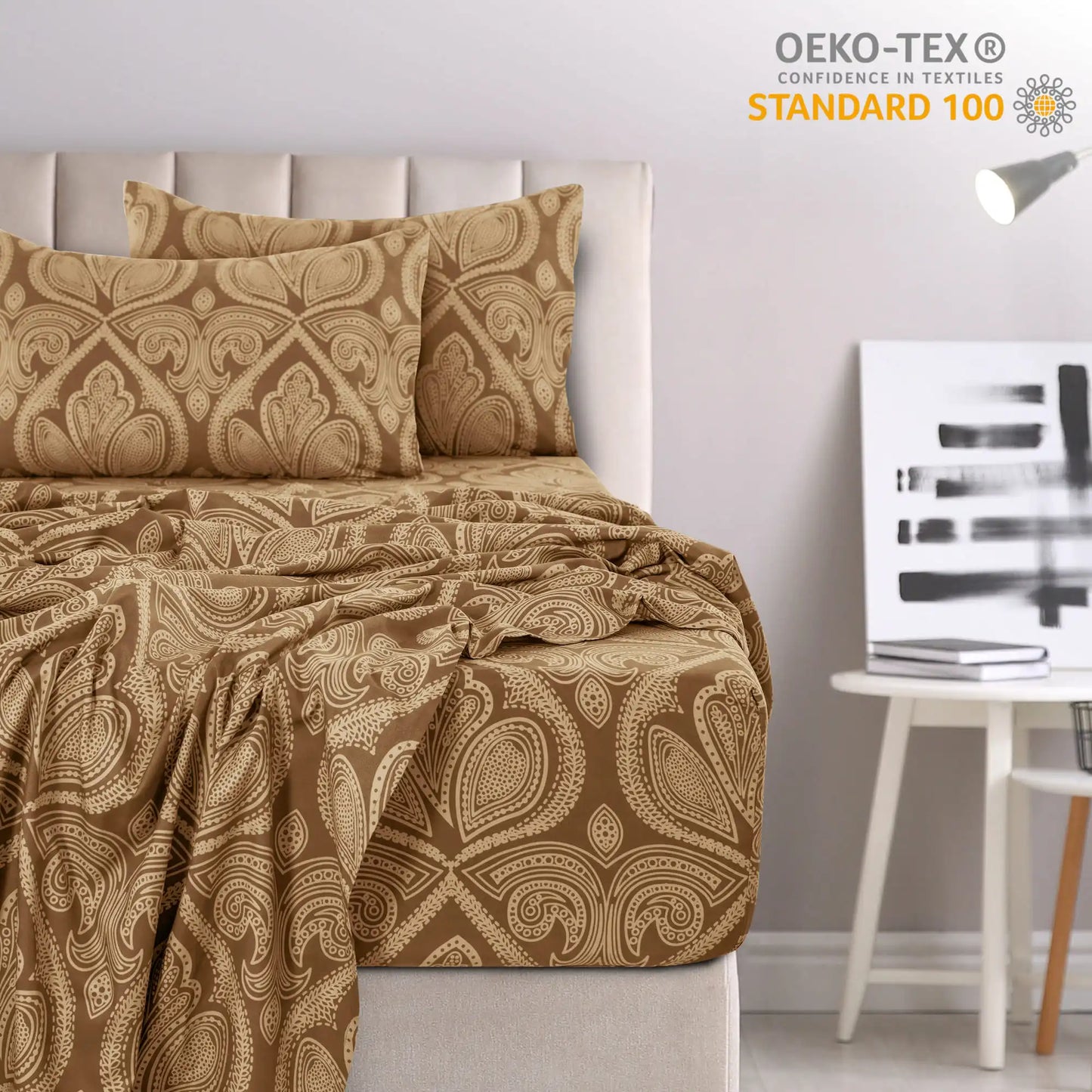 Paisley Bed Sheet Set – Soft Brushed Microfiber Sheets with 16" Deep Pockets
