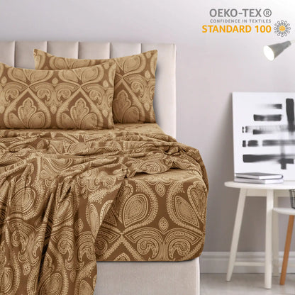 Paisley Bed Sheet Set – Soft Brushed Microfiber Sheets with 16" Deep Pockets