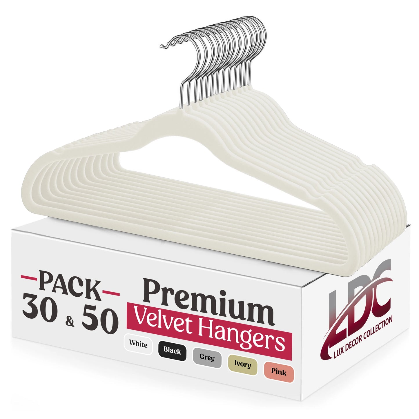 Velvet Hangers 30/50 Pack – Premium Non-Slip Heavy Duty Hangers with 360° Swivel Hook for Clothes & Coats