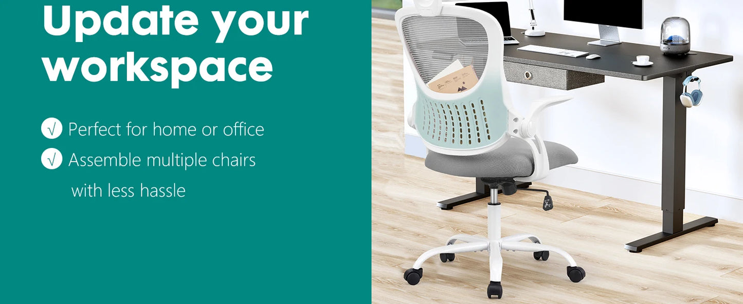 Mesh Ergonomic Office Computer Desk Chair w/ Flip-up Arms and Adjustable Headrest