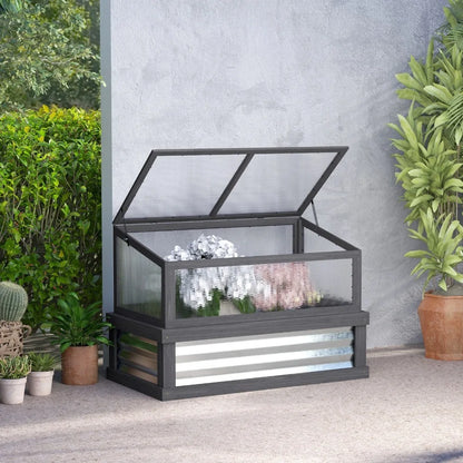 Raised Garden Bed with Wooden Cold Frame, 41" x 22.5" x 28.25"