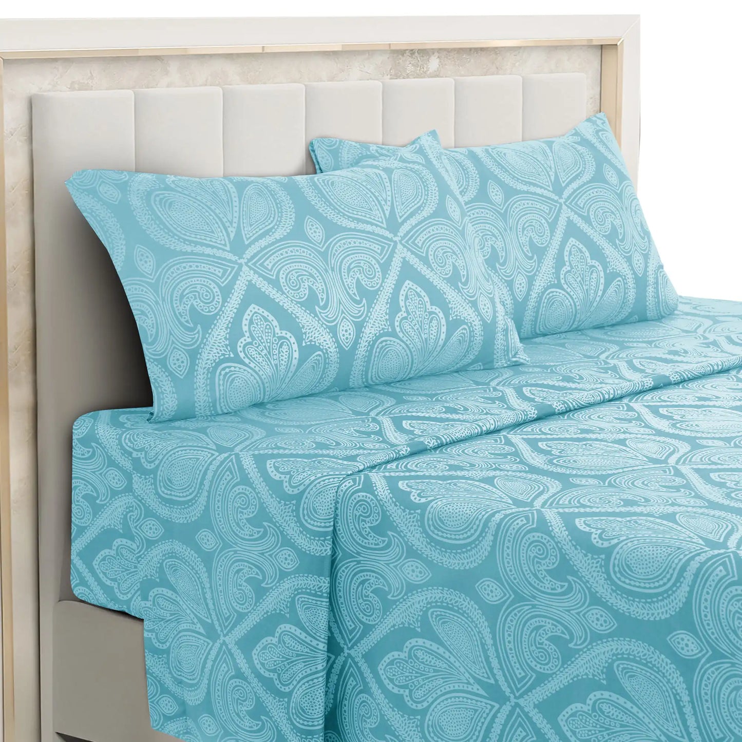 Paisley Bed Sheet Set – Soft Brushed Microfiber Sheets with 16" Deep Pockets