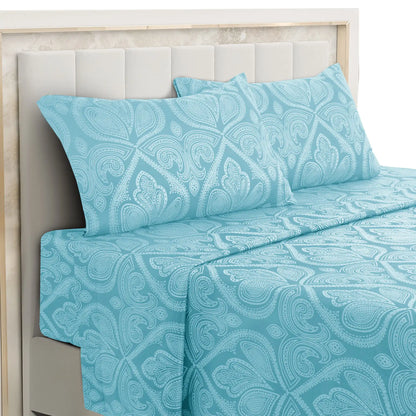 Paisley Bed Sheet Set – Soft Brushed Microfiber Sheets with 16" Deep Pockets