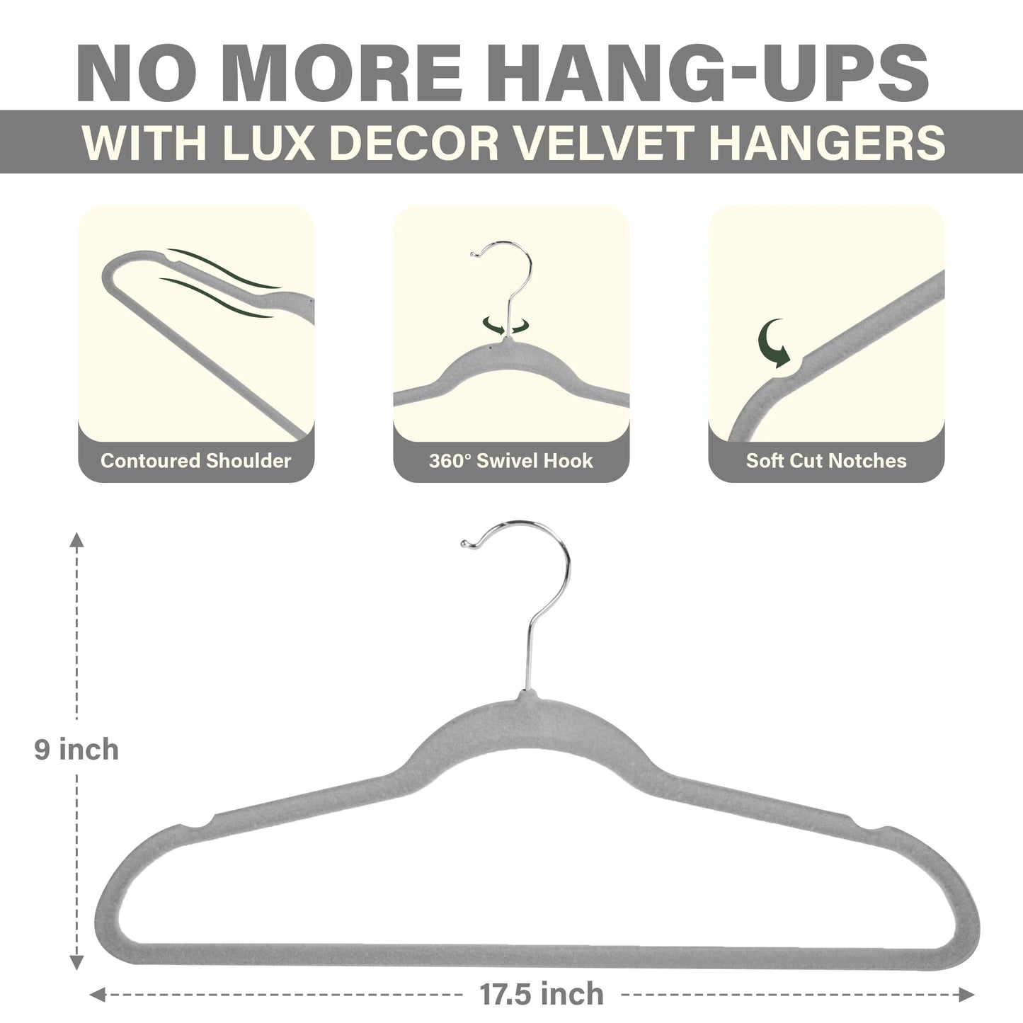 Velvet Hangers 30/50 Pack – Premium Non-Slip Heavy Duty Hangers with 360° Swivel Hook for Clothes & Coats