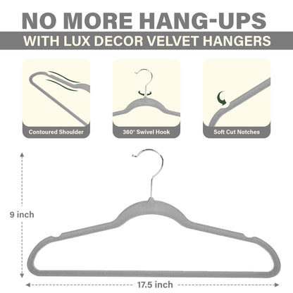 Velvet Hangers 30/50 Pack – Premium Non-Slip Heavy Duty Hangers with 360° Swivel Hook for Clothes & Coats