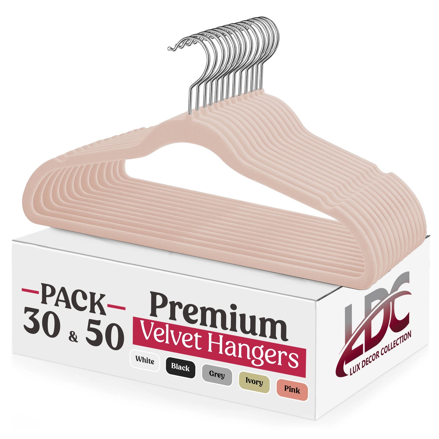 Velvet Hangers 30/50 Pack – Premium Non-Slip Heavy Duty Hangers with 360° Swivel Hook for Clothes & Coats
