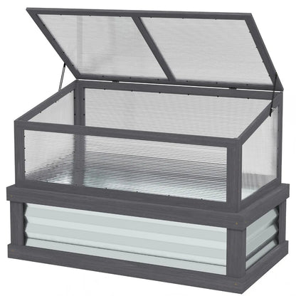 Raised Garden Bed with Wooden Cold Frame, 41" x 22.5" x 28.25"