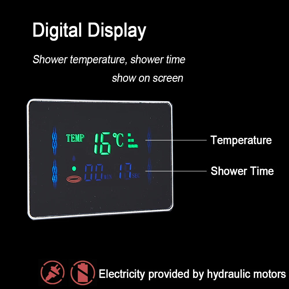 LED Shower Panel with Rainfall/Waterfall and Body Spray Heads