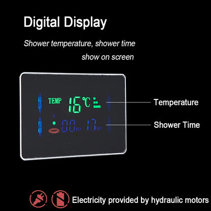 LED Shower Panel with Rainfall/Waterfall and Body Spray Heads