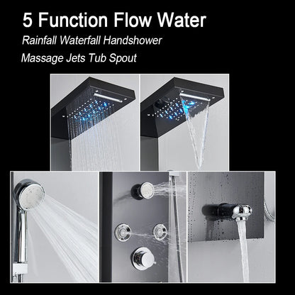 LED Shower Panel with Rainfall/Waterfall and Body Spray Heads