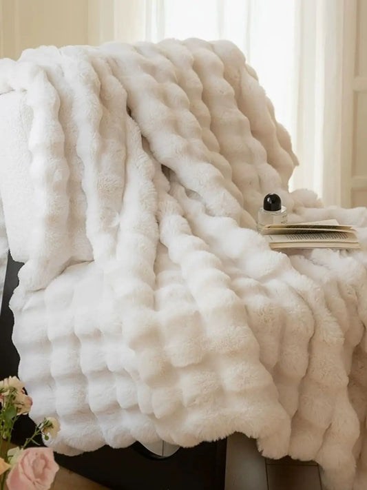 Ultra-Cozy Faux Rabbit Blanket Throw