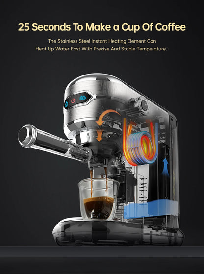 Super Slim ESE POD & Powder Espresso/Cappuccino Coffee Maker and Hot Water