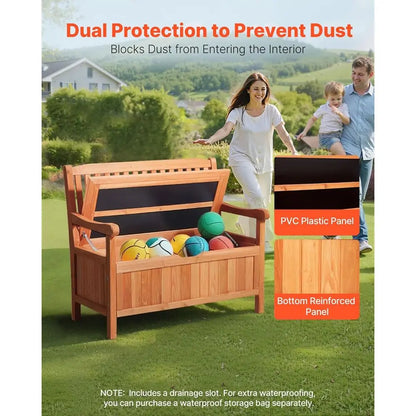 Weatherproof 2-Person Wooden Storage Bench