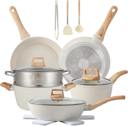 16-Piece Non-Stick Cookware Set with Pots, Pans, and Accessories