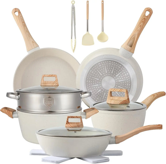 16-Piece Non-Stick Cookware Set with Pots, Pans, and Accessories