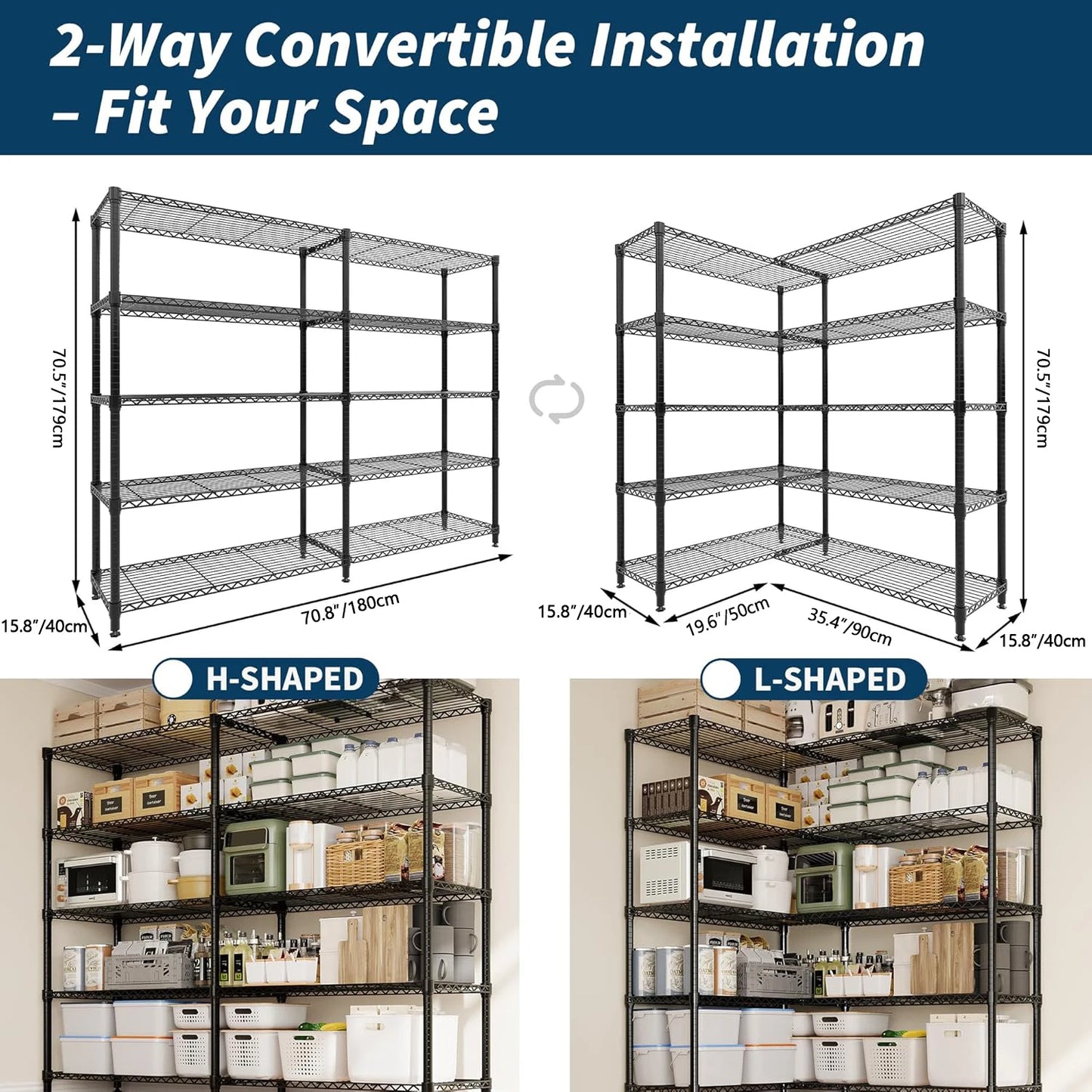 Heavy Duty Adjustable Metal  Storage, 4/5 Shelves Tiers