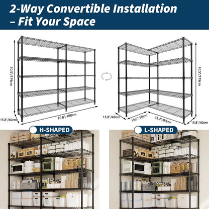 Heavy Duty Adjustable Metal  Storage, 4/5 Shelves Tiers