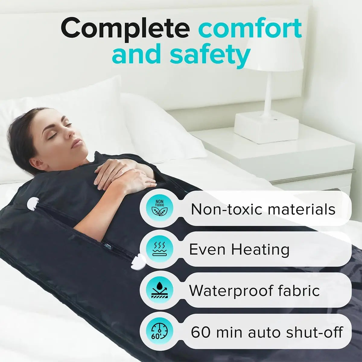 Portable Far Infrared Sauna Blanket with Zipper Arm Holes, 6 ft x 3 ft for Detox and Relaxation, Includes Bonus Thermal Wraps