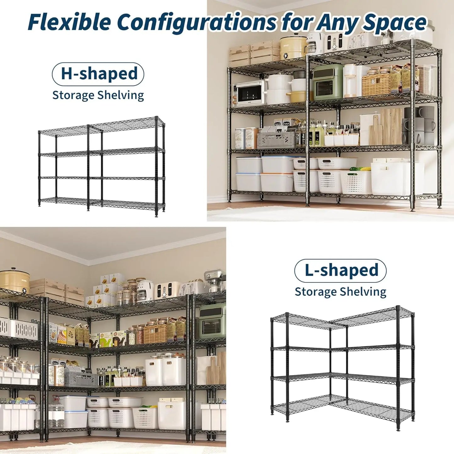 Heavy Duty Adjustable Metal  Storage, 4/5 Shelves Tiers