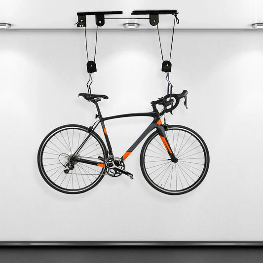 Black Bicycle Lift with ceiling Mount w/132 lbs. Capacity