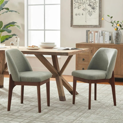 Upholstered Wooden Dining Room Chairs with Rubberwood Legs and Padded Seats, Set of 2