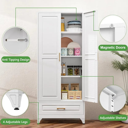 75” Modern Kitchen Hutch with Drawer and Adjustable Shelves