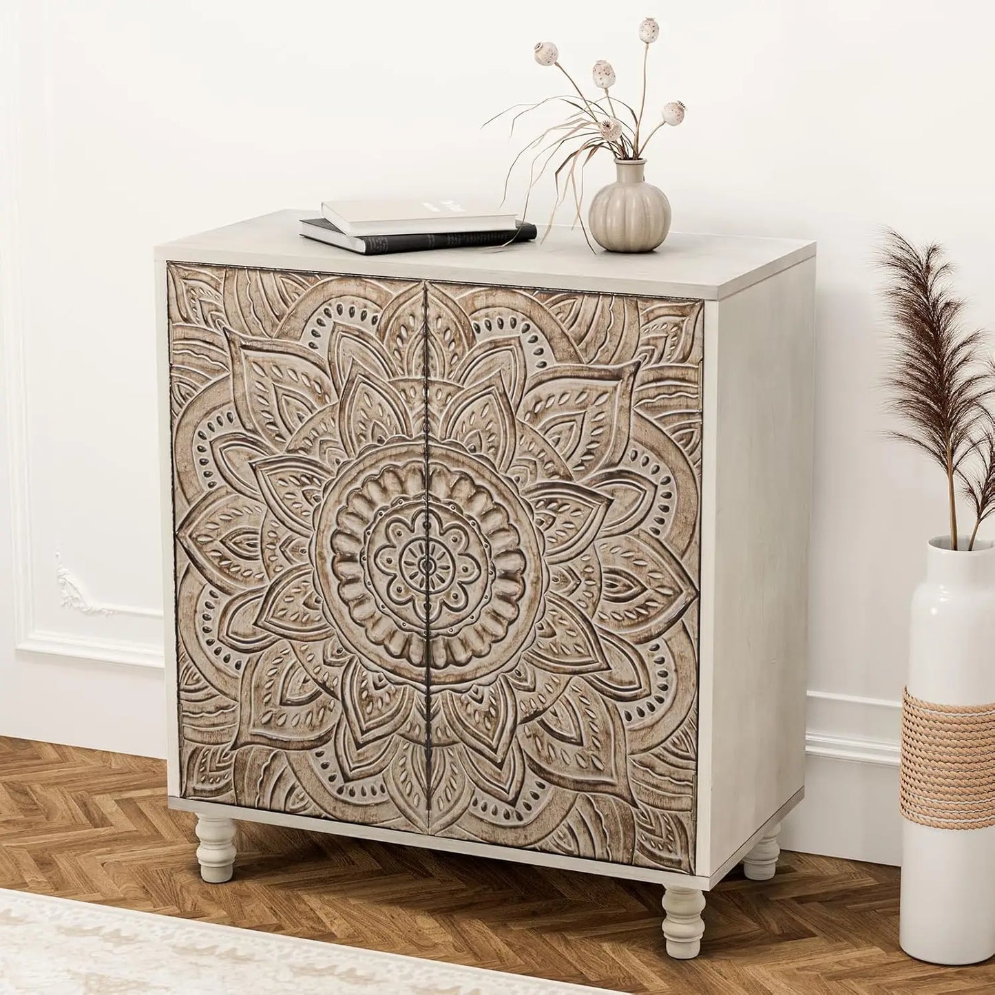 32" Wood Credenza Accent Cabinet with Doors and Shelf