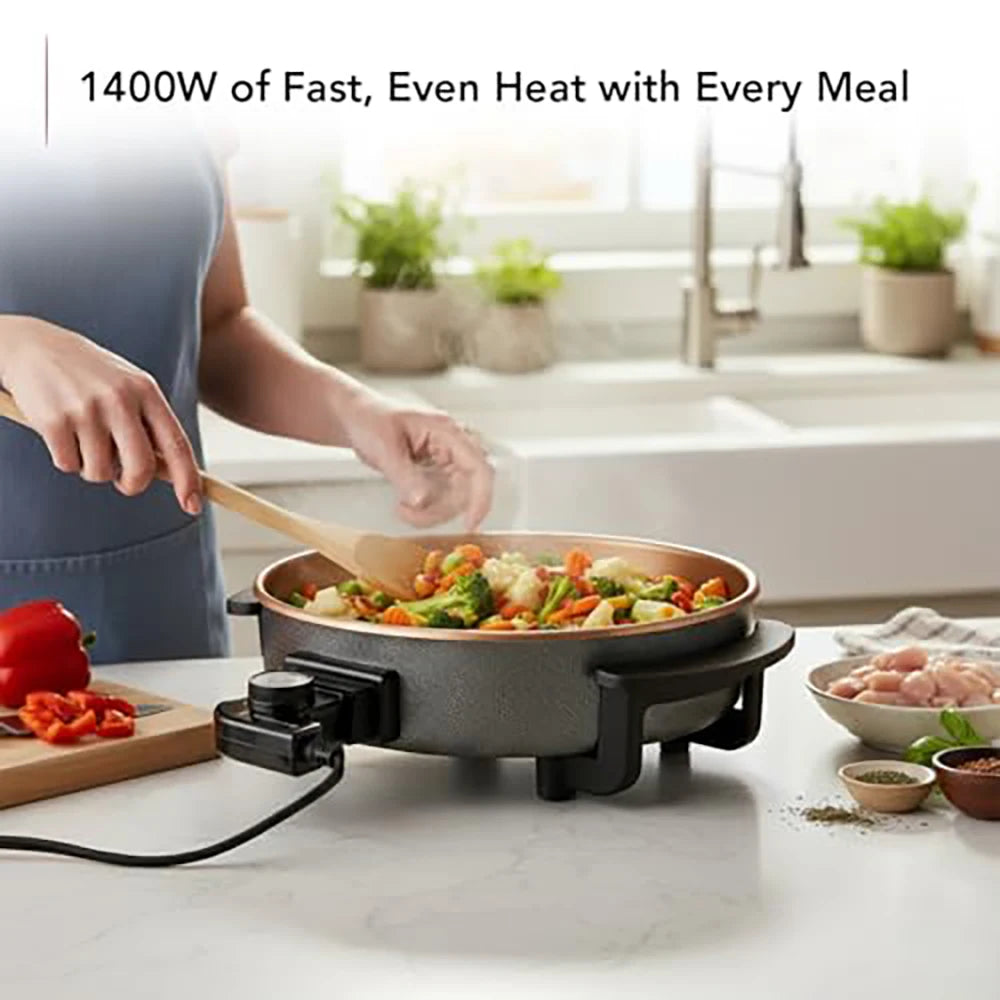 11.5-Inch Electric Skillet with Nonstick Copper Finish
