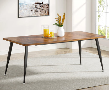 Modern Farmhouse-Industrial Dining Table for 6-8 People, 180x80x75cm