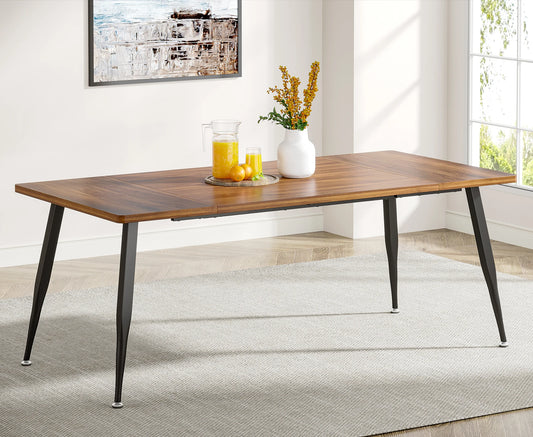 Modern Farmhouse-Industrial Dining Table for 6-8 People, 180x80x75cm