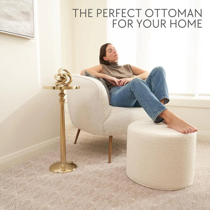 Lightweight Comfort Round Boucle Pouf Foot Rest