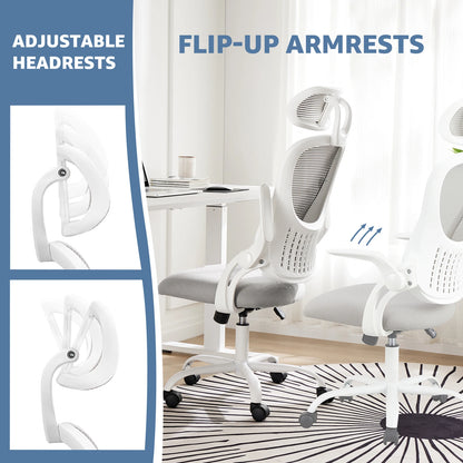 Mesh Ergonomic Office Computer Desk Chair w/ Flip-up Arms and Adjustable Headrest