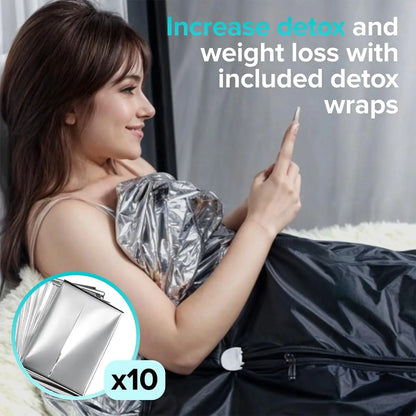 Portable Far Infrared Sauna Blanket with Zipper Arm Holes, 6 ft x 3 ft for Detox and Relaxation, Includes Bonus Thermal Wraps