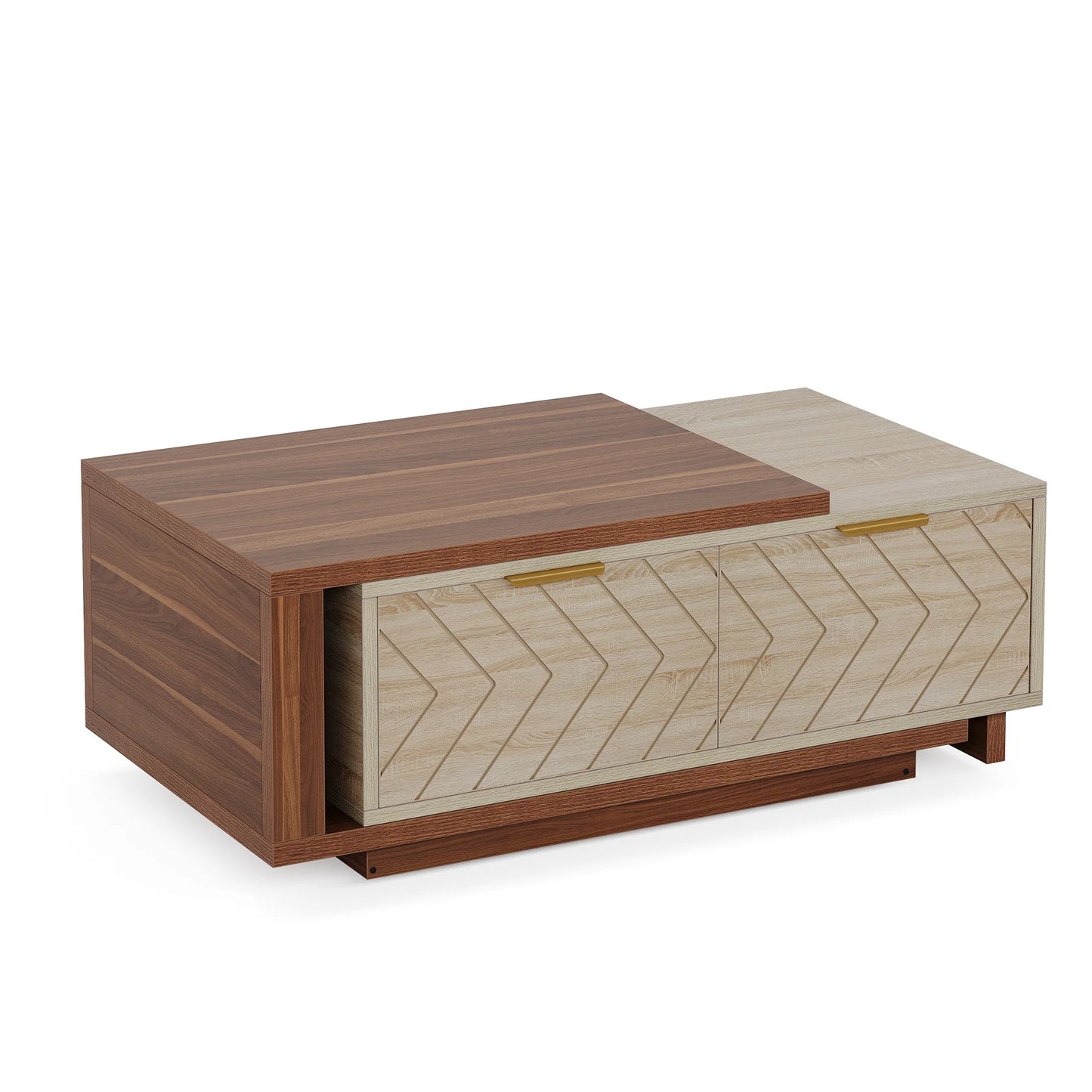 Extendable Coffee Table, Adjustable 42"-65" Length, with 2 Storage Drawers