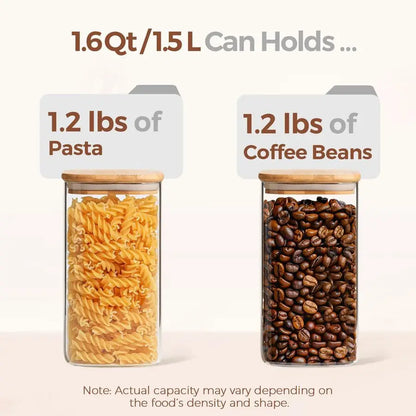1.6 Qt Airtight Glass Storage Canister with Wood Lid