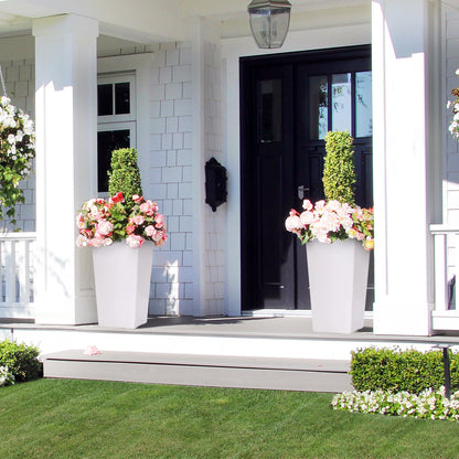 2 PCS 22.4 Inch Tall Planter Indoor ＆ Outdoor Taper Planter - Black or White